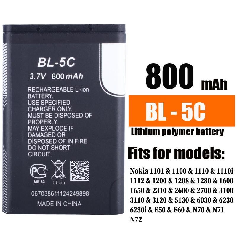 3.7V 800MAh Pin BL-5C BL5C BL  - đánh giá và giá Vape Battery 18650